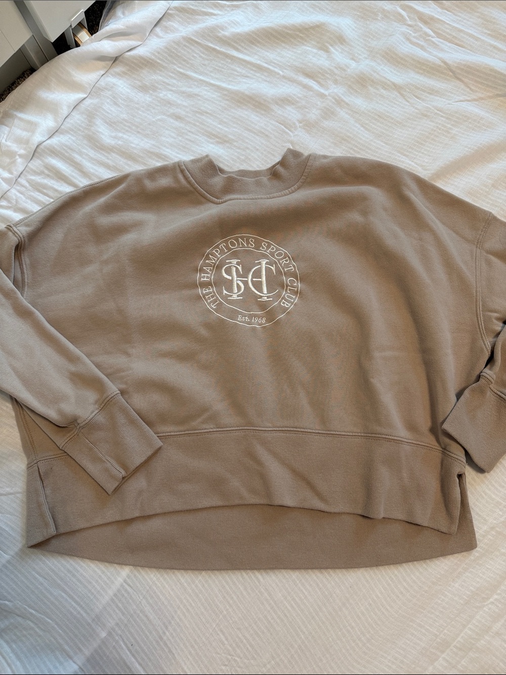 Abercrombie & Fitch Taupe Crewneck Sweatshirt with White Chest Logo size medium